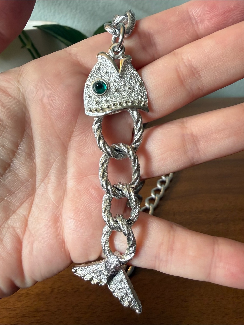 Vintage Silver Articulated Fish Charm Chain Belt 36” Adjustable 1960's Tassel
